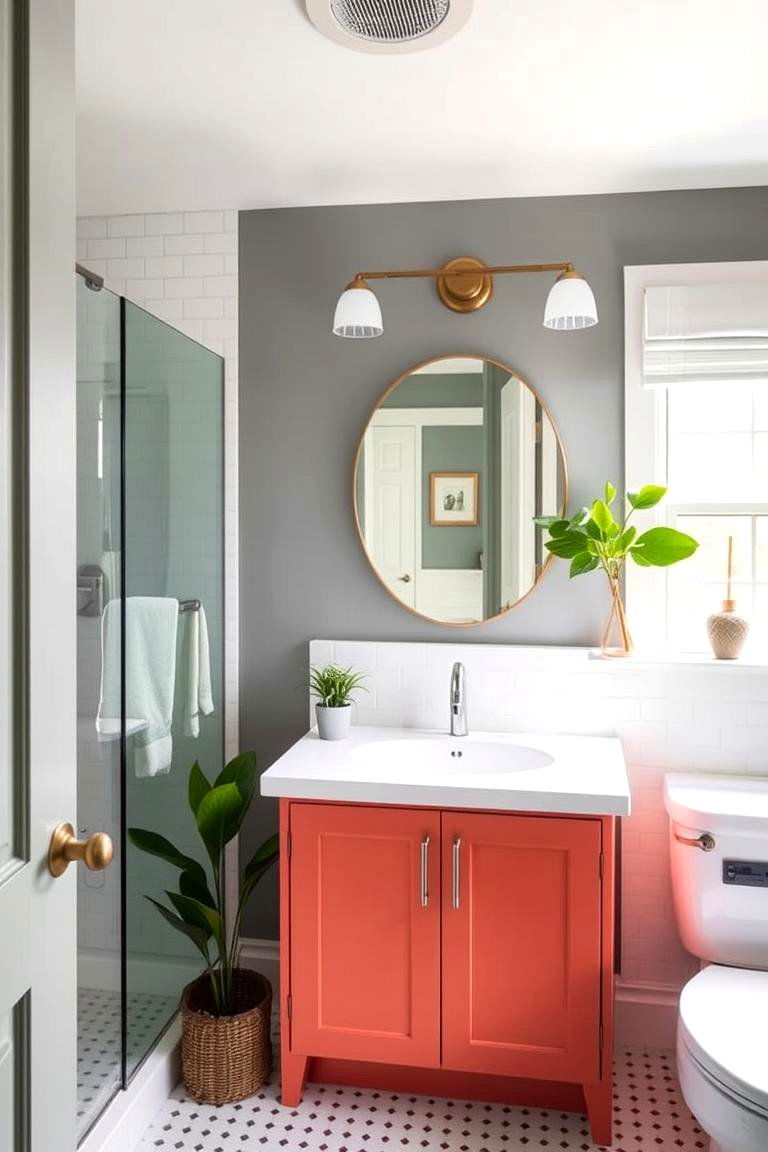 Coral - 24 Bathroom Cabinet Color Ideas