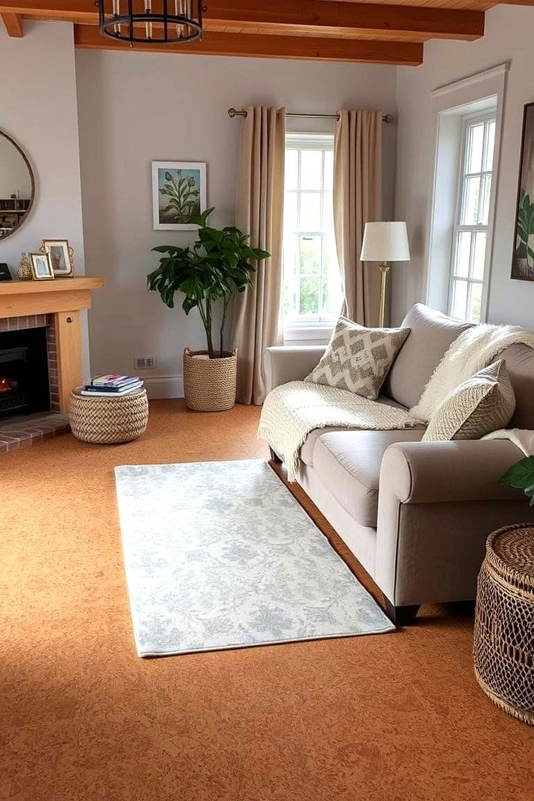 Cork Flooring Comfort - 24 Living Room Wood Floor Ideas
