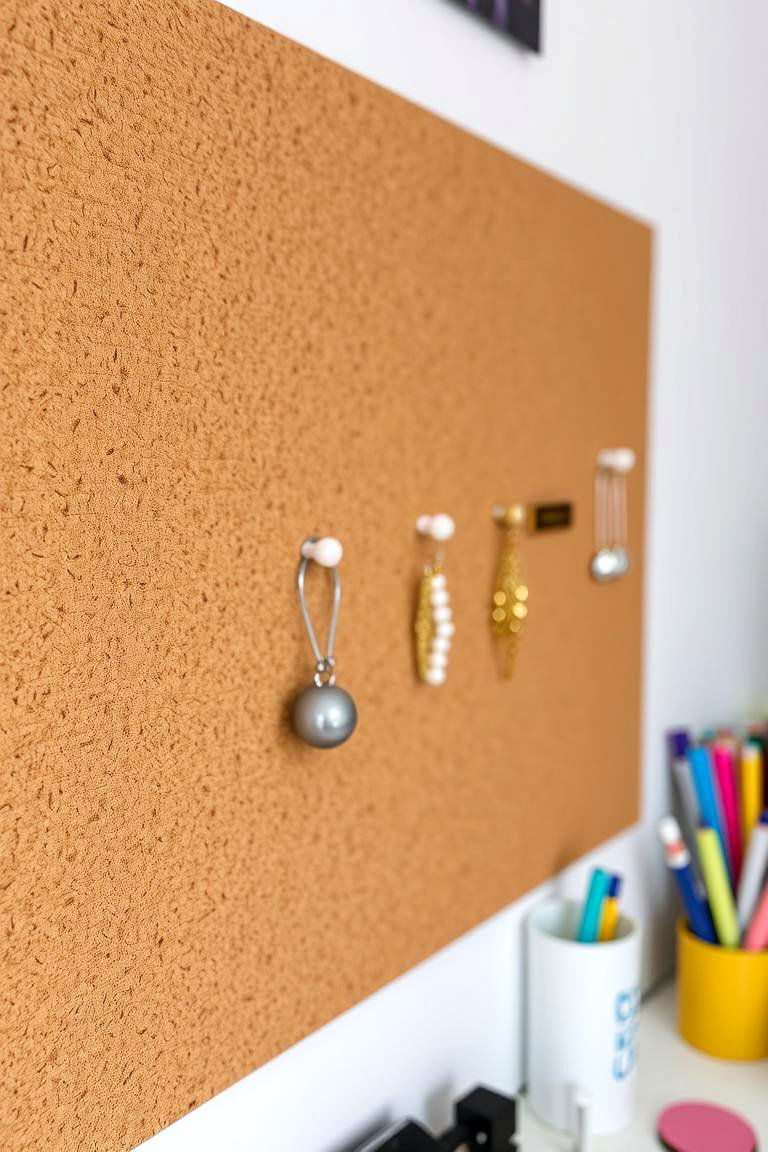 Corkboard Earring Organizer - 24 Earring Storage Ideas