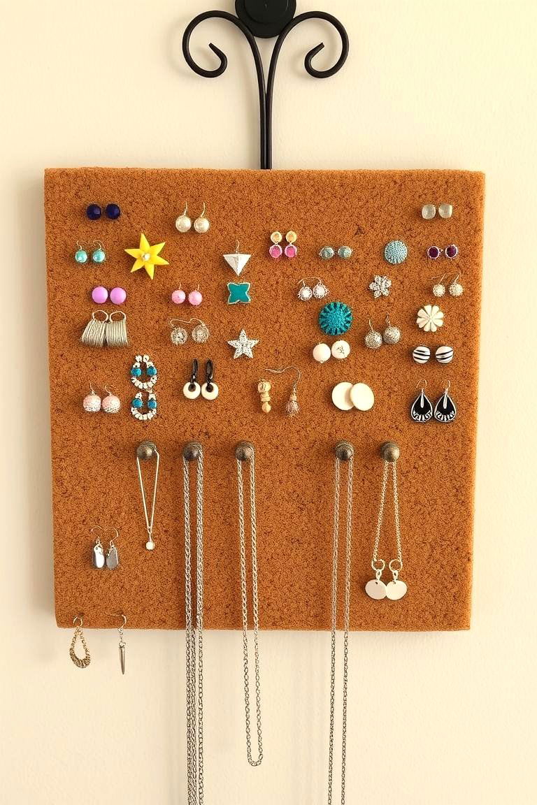 Corkboard with Pins - 24 Jewelry Storage Ideas
