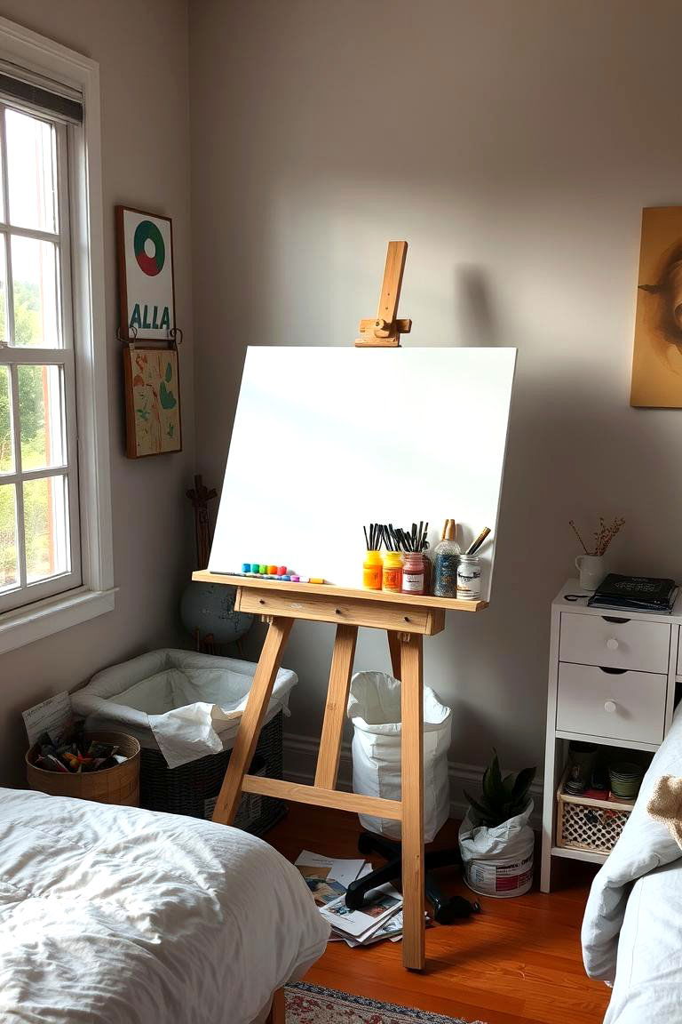 Corner Art Easel - 24 Bedroom Corner Ideas
