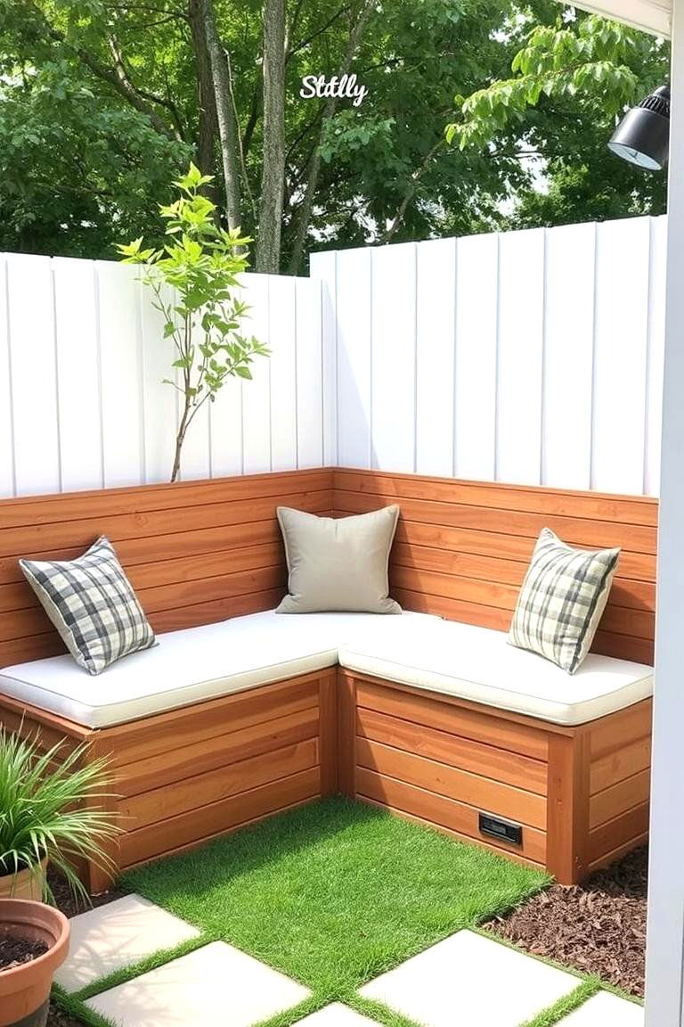 Corner Bench Seating - 24 Small Backyard Landscaping Ideas