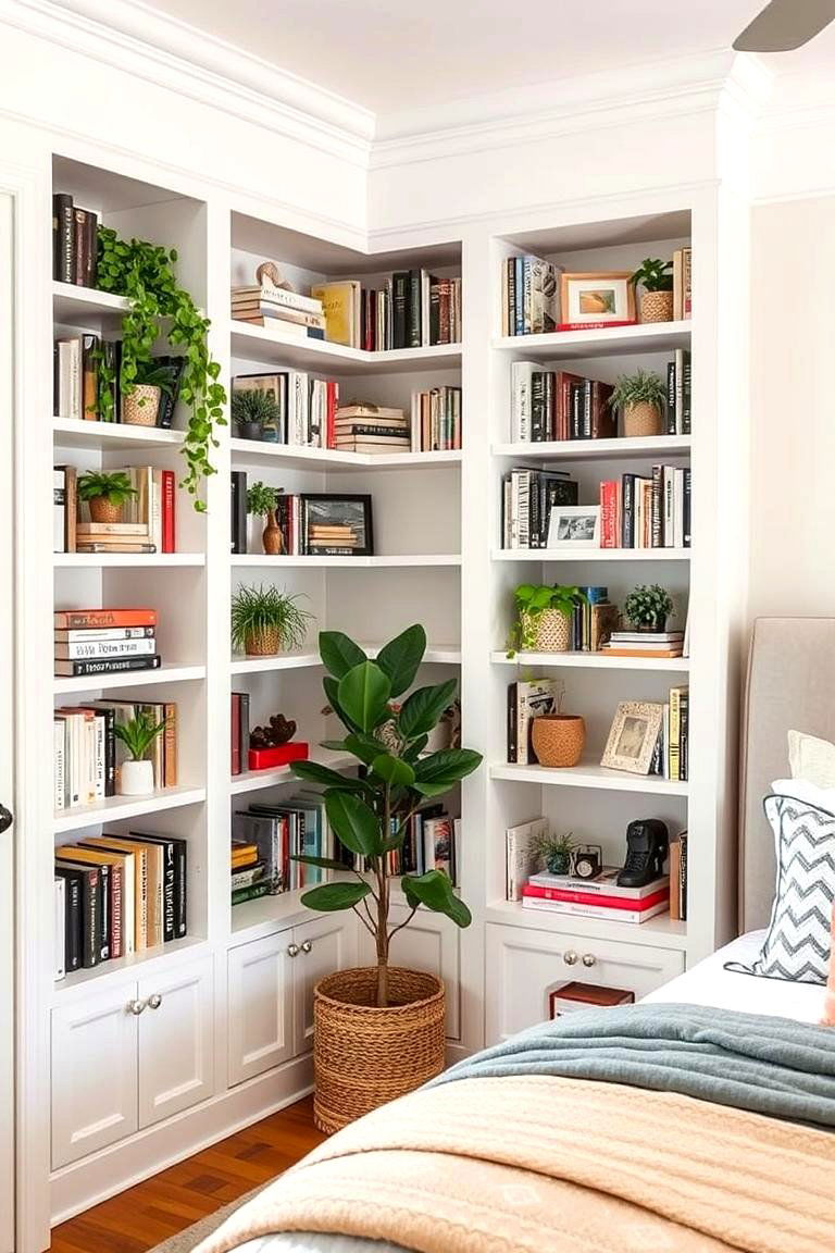 Corner Built in Bookshelves - 24 Bedroom Corner Ideas