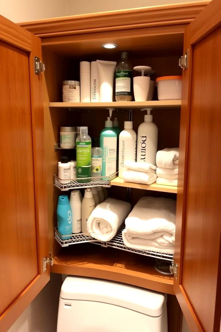 Corner Cabinet Organizers - 24 Bathroom Cabinet Organizing Ideas