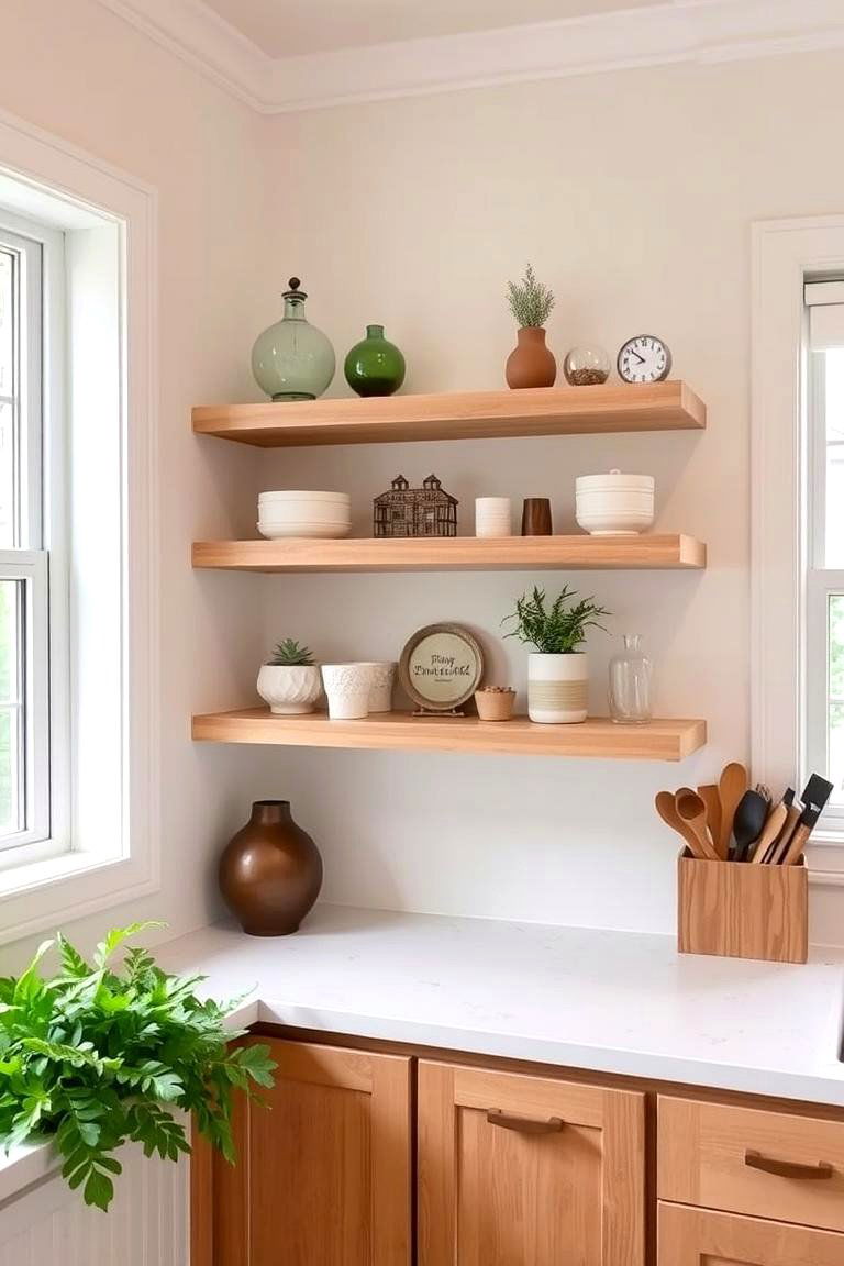 Corner Charm Maximizing Space with Corner Shelves - 24 Open Shelving Kitchen Ideas