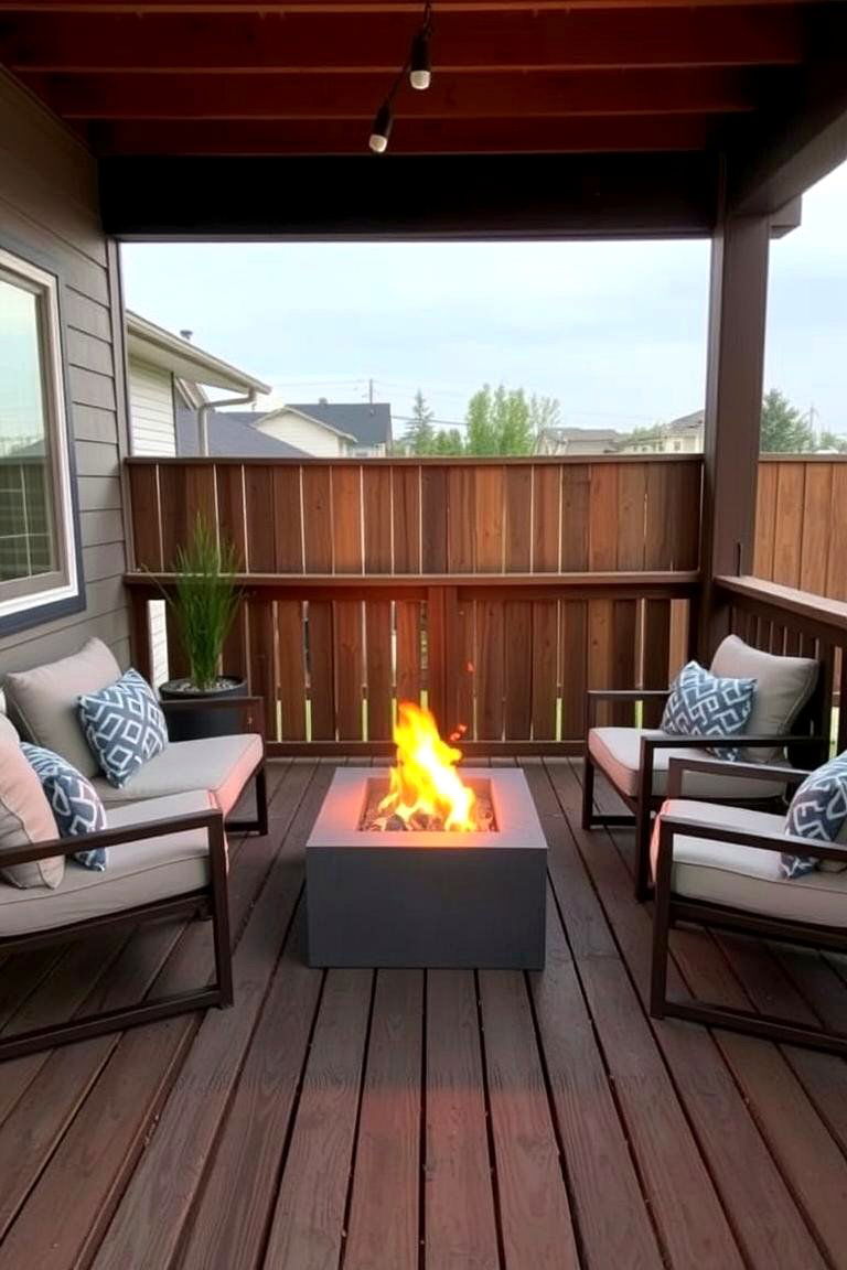 Corner Fire Pit Deck - 24 Small Deck Ideas
