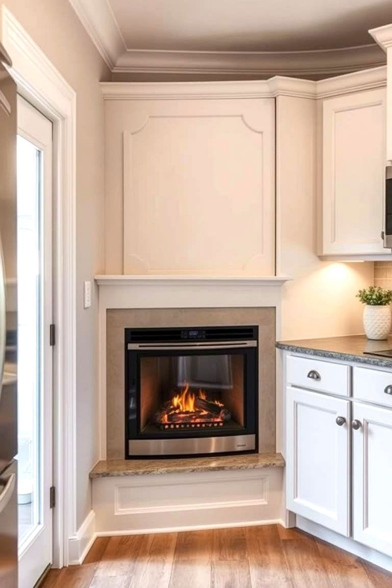 Corner Fireplace for Space Efficiency - 24 Kitchens With Fireplaces
