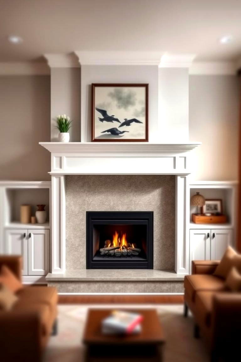 Corner Fireplace with Floating Mantel - 24 3 Sided Fireplace Ideas