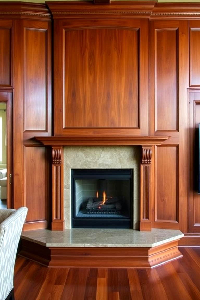 Corner Fireplace with Wood Paneling - 24 3 Sided Fireplace Ideas