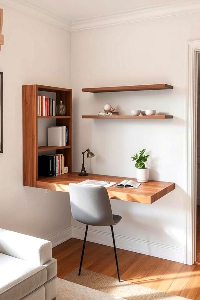 Corner Floating Desk - 24 Floating Desk Ideas