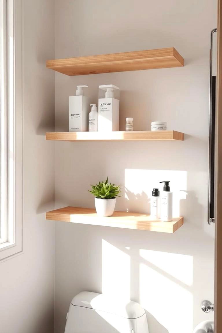 Corner Floating Shelves - 24 Small Bathroom Shelving Ideas