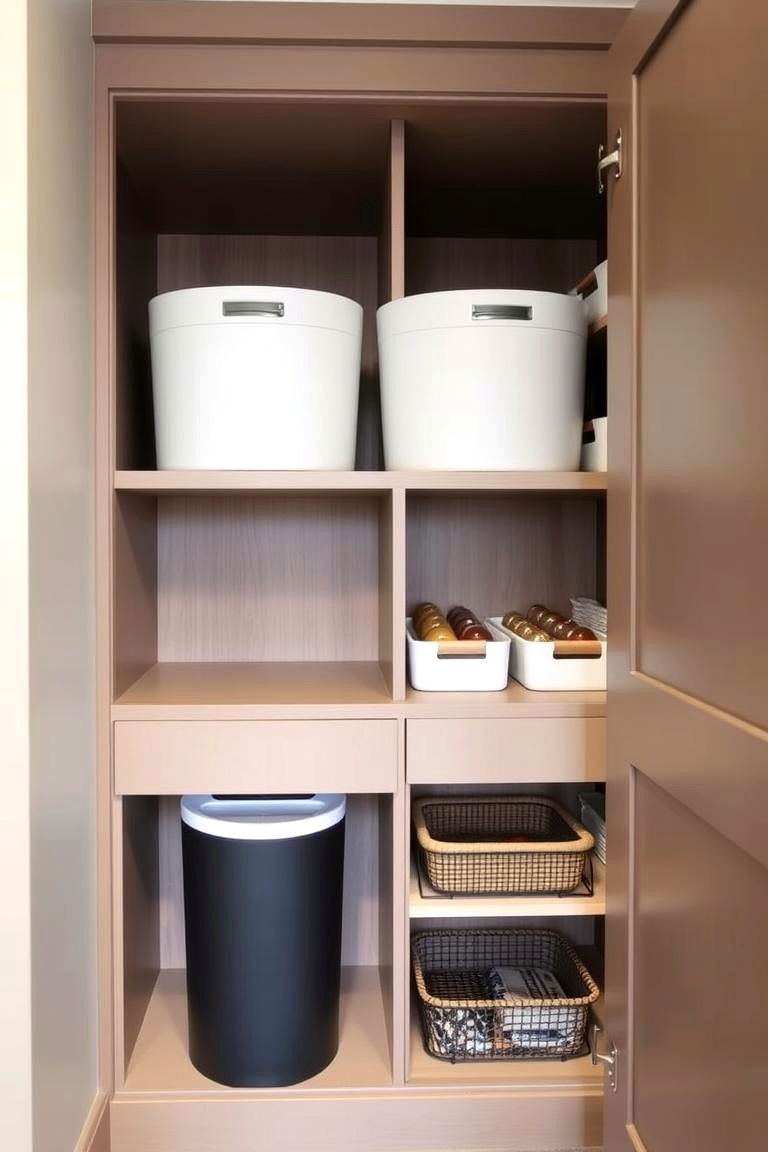 Corner Pantry with Built In Trash Can Compartment - 24 Corner Pantry Ideas