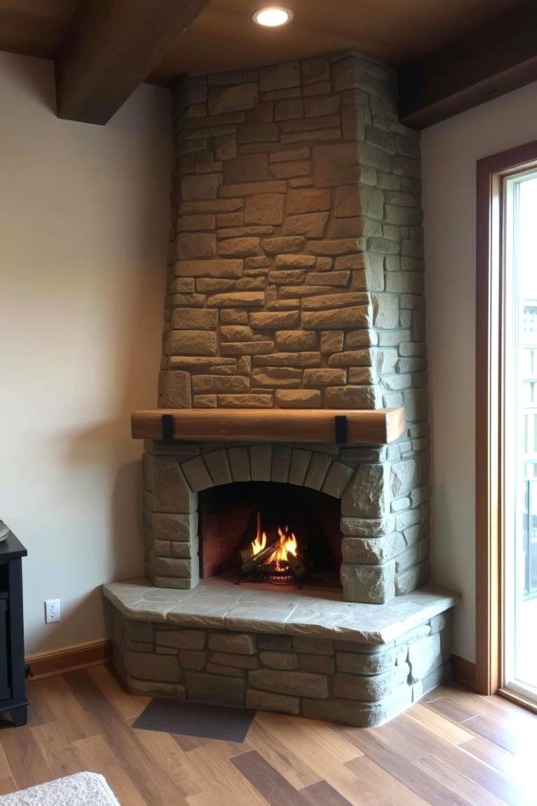 Corner Rustic Fireplace - 24 Rustic Fireplaces