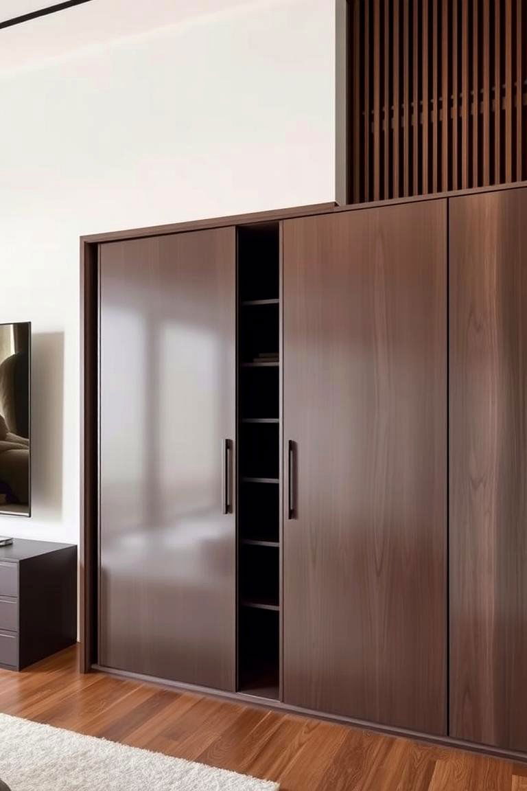 Corner Shelf with Sliding Doors - 24 Corner Bookshelf Ideas