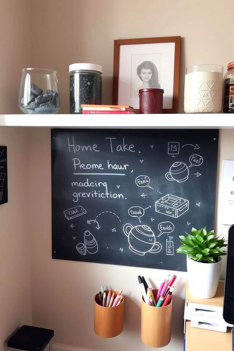 Corner Shelf with a Chalkboard for a Fun Touch - 24 Corner Shelf Ideas