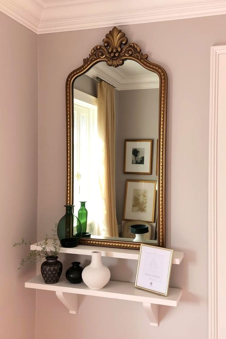 Corner Shelf with a Mirror for Added Light and Space - 24 Corner Shelf Ideas