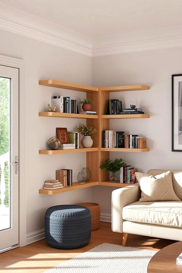 Corner Shelves - 24 Living Room Storage Ideas