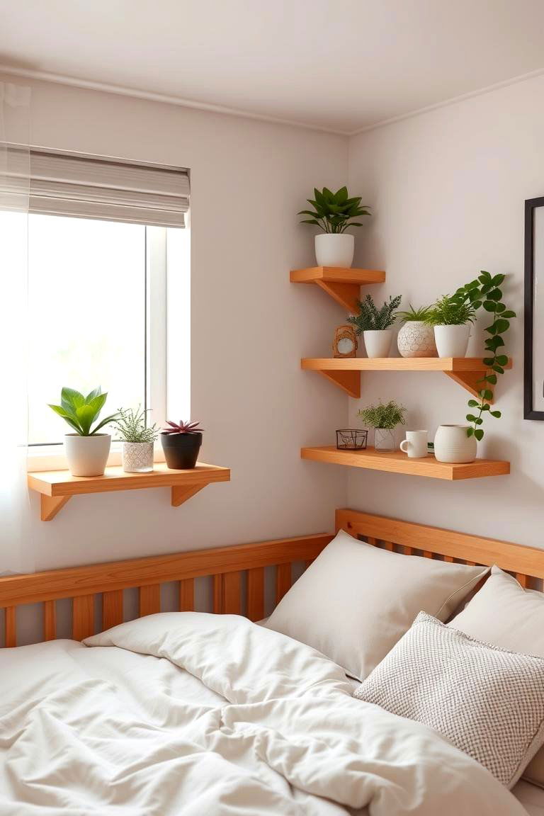 Corner Shelves - 24 small bedroom storage ideas