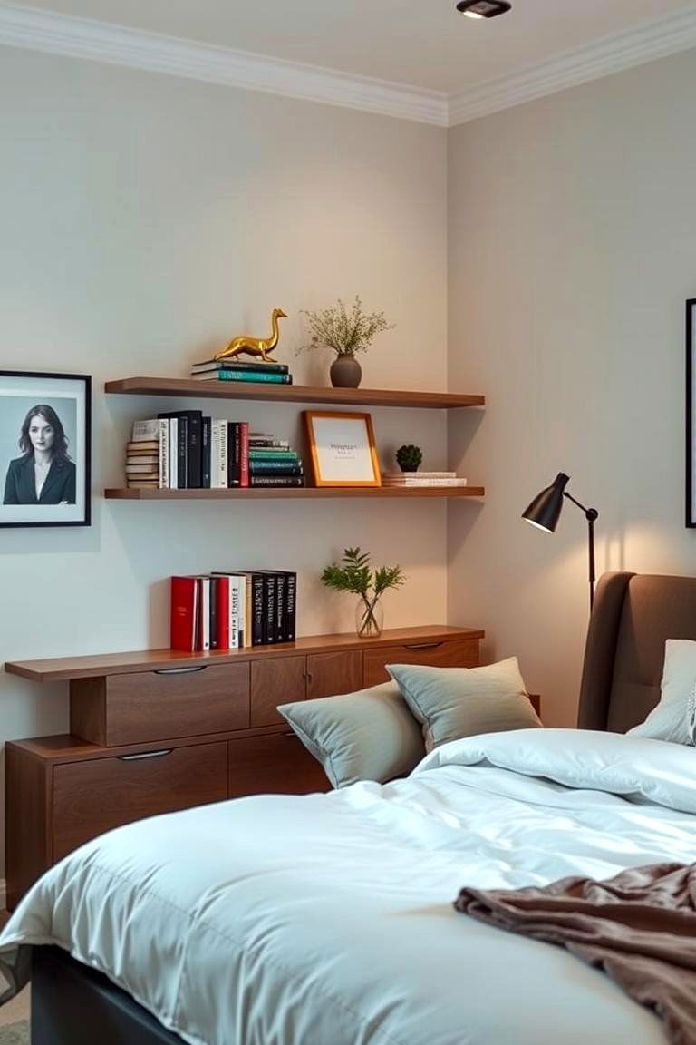Corner Shelves to Maximize Space - 24 Bedroom Storage Ideas