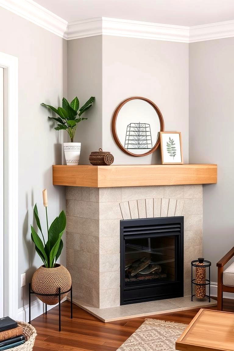 Corner Wood Mantel - 24 Wood Mantel Ideas