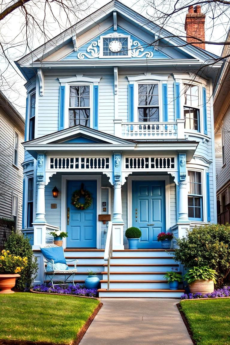 Cornflower Cool - 24 blue victorian house colors