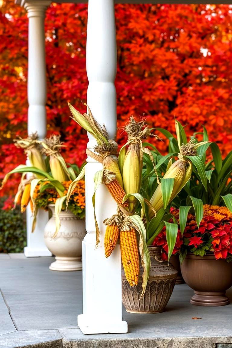 Cornstalks for a Rustic Touch - 24 fall outdoor decorating ideas