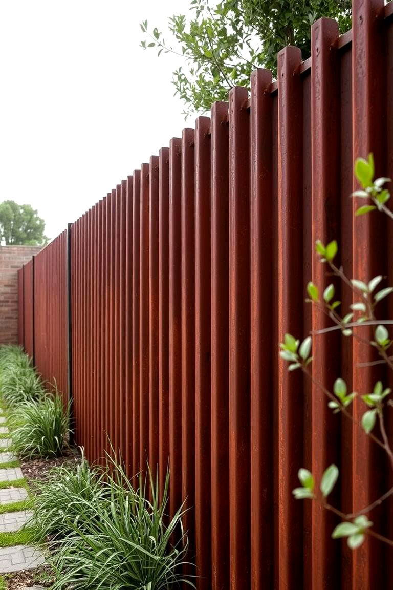 Corten Steel Fence - 24 Backyard Fence Ideas