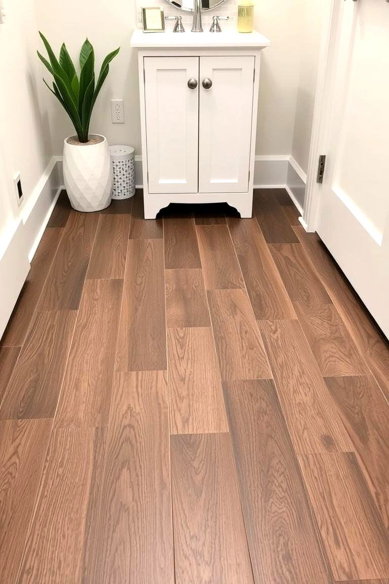 Cost Effective Vinyl Versatility - 24 Powder Room Floor Tile Ideas