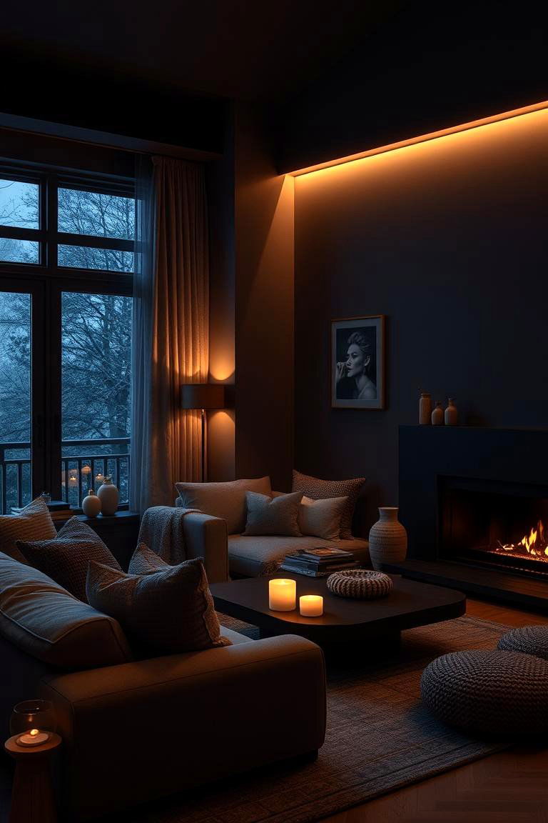 Cosy Twilight Retreat - 24 Dark Living Room Ideas