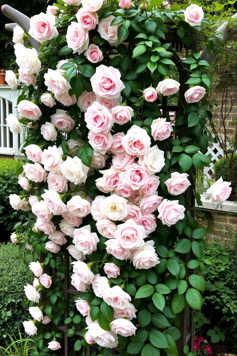 Cottage Charm with Climbing Roses - 24 Front Yard Flower Bed Ideas
