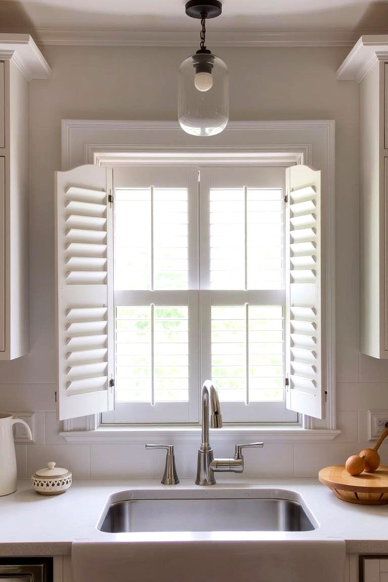 Cottage Charm with Shutters - 24 Kitchen Window Ideas Over Sink