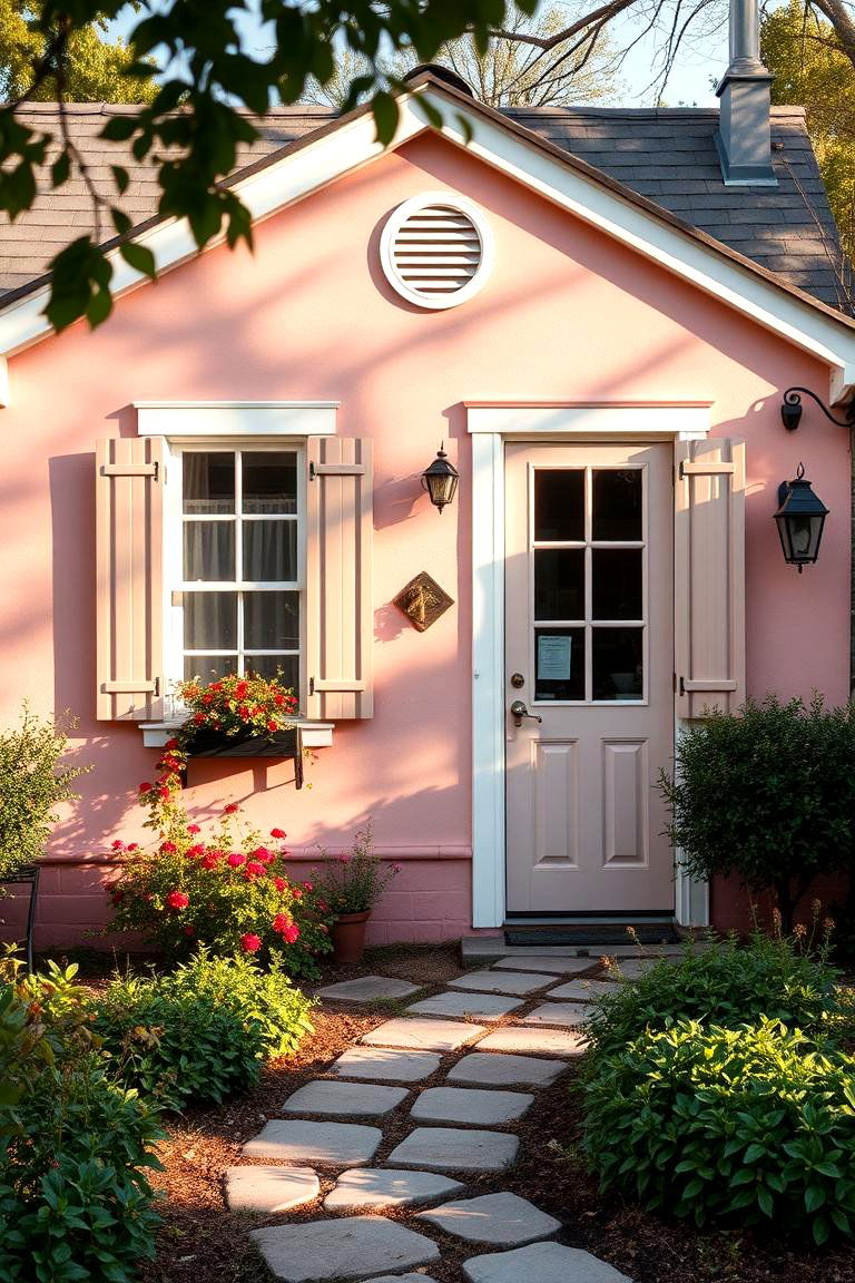 Cottage Chic with Peachy Pink - 24 Pink House Exterior Ideas