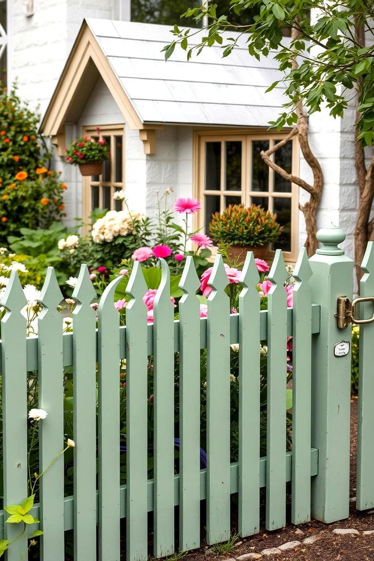 Cottage Garden Style - 24 Sage Green Garden Fence Ideas
