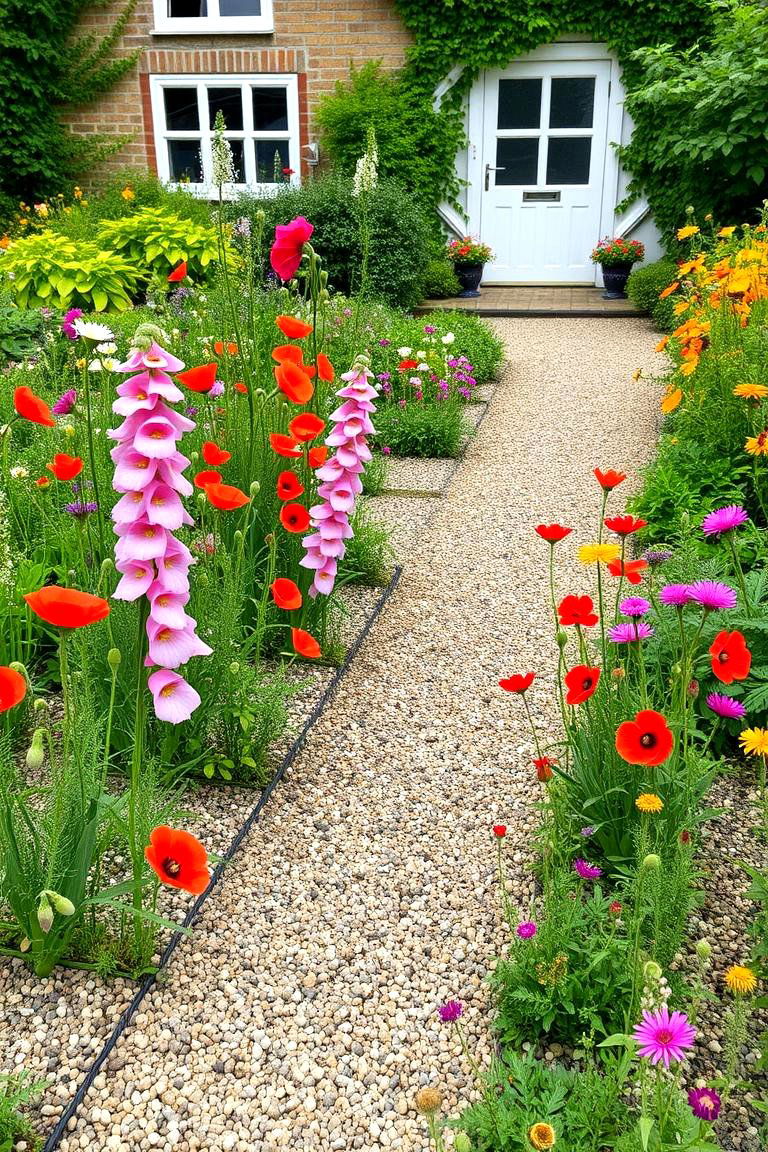 Cottage Style Gravel Garden with Self Seeders - 24 Gravel Garden Ideas