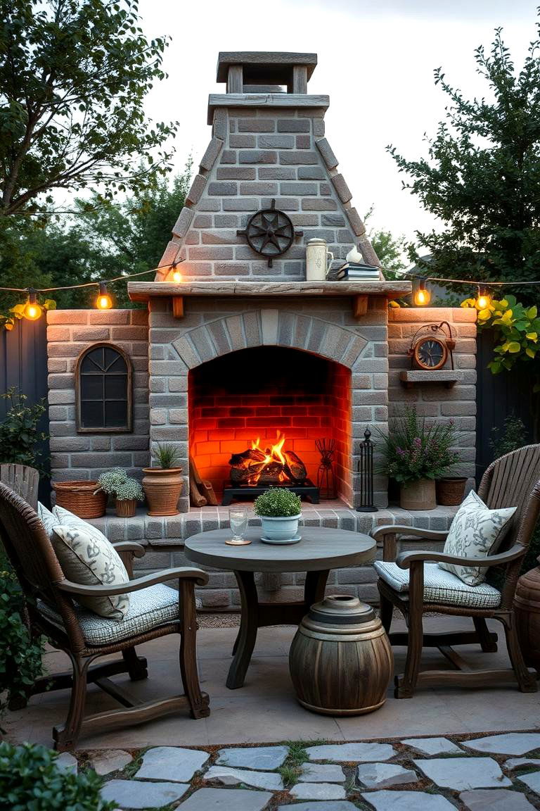 Cottage Style Outdoor Fireplace - 24 Rustic Outdoor Fireplace Ideas