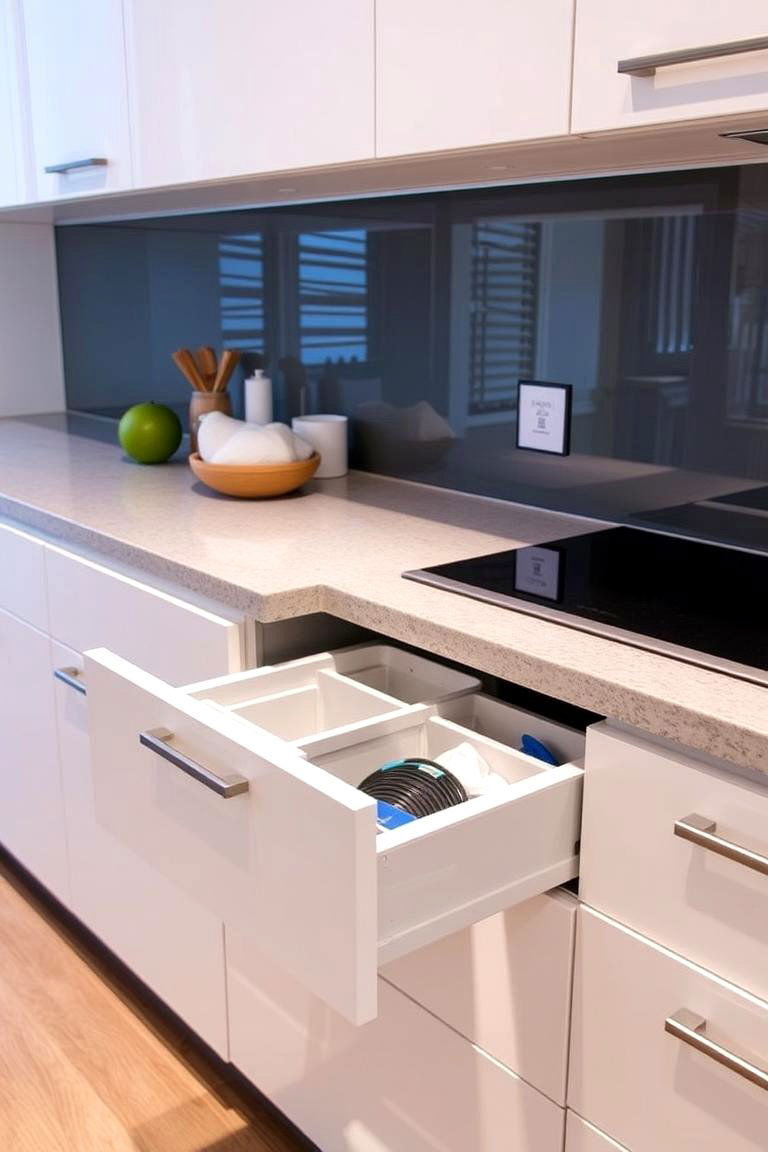 Countertop Trash Drawer Integration - 24 Garbage Can Storage Ideas