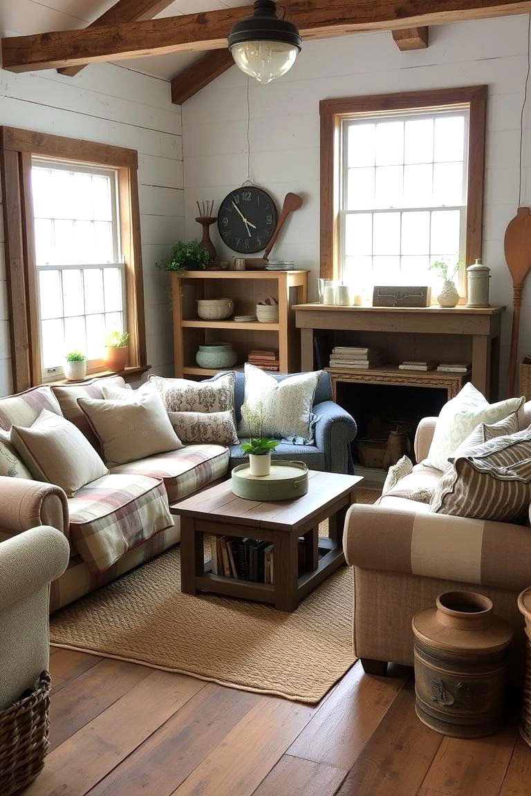 Country Charm Mix - 24 Mismatched Sofas in Living Room Ideas