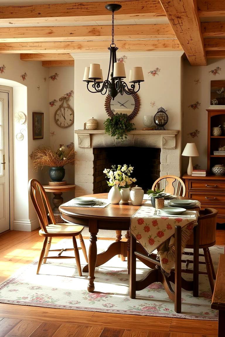 Country Cottage Charm with a Fireplace - 24 Dining Room With Fireplace Ideas