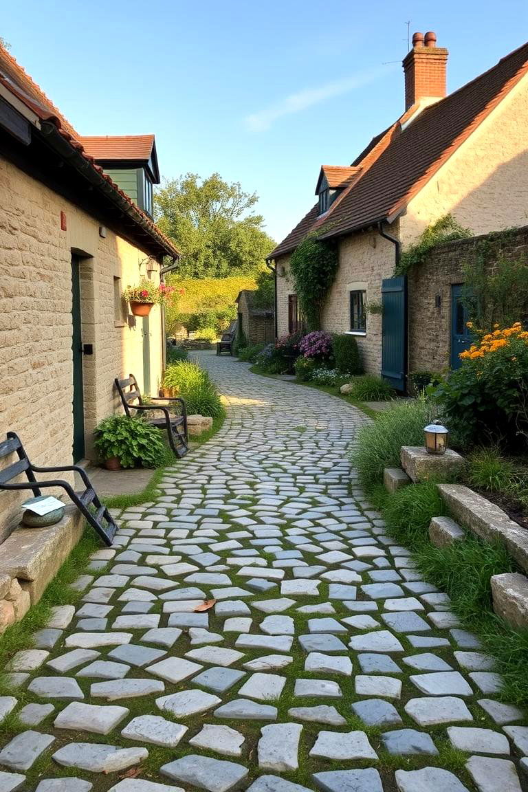 Country Cottage Cobble Trail - 24 Cobble Stone Walkway Ideas