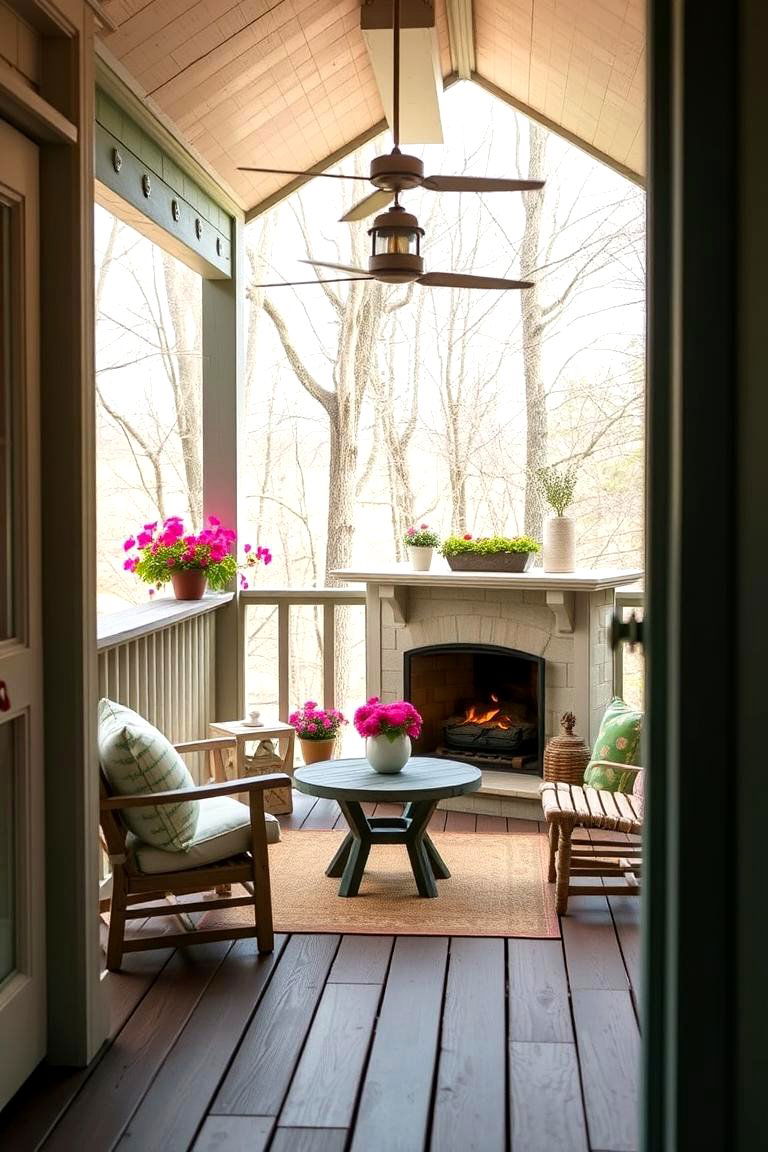 Country Cottage Vintage Charm - 24 Covered Deck With Fireplace Ideas