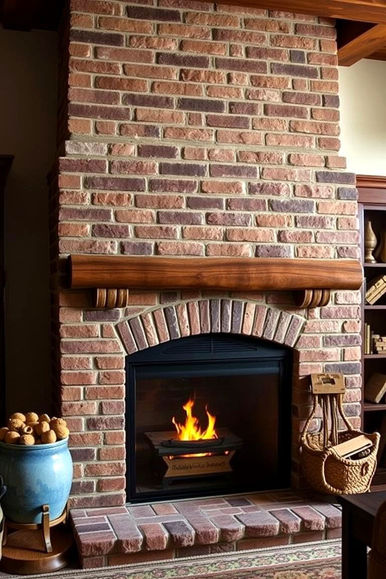 Country Cottage Warmth - 24 Rustic Brick Fireplace Ideas