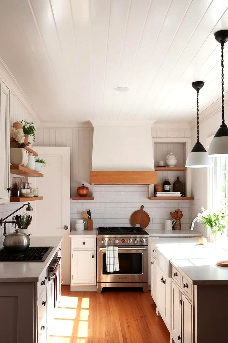 Country Kitchen Cozy - 24 Beadboard Ceiling Design Ideas