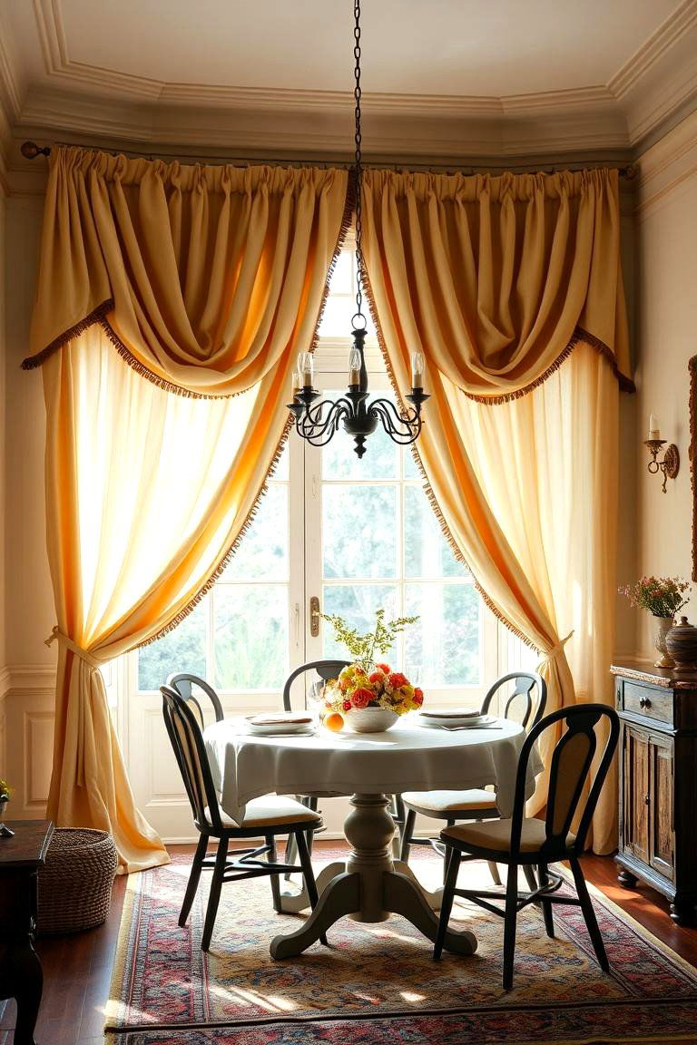 Country Style Drapery - 24 Craftsman Dining Room Ideas