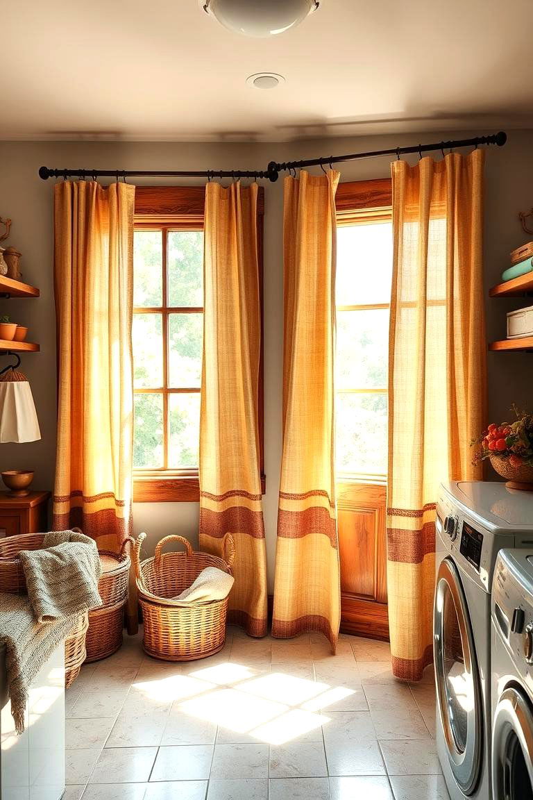 Country Style Rustic Curtains - 24 Laundry Room Curtain Ideas