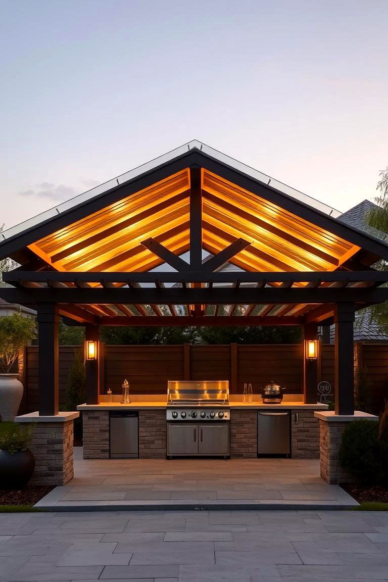 Covered Barbecue Pavilion - 24 Luxury Outdoor Kitchen Ideas