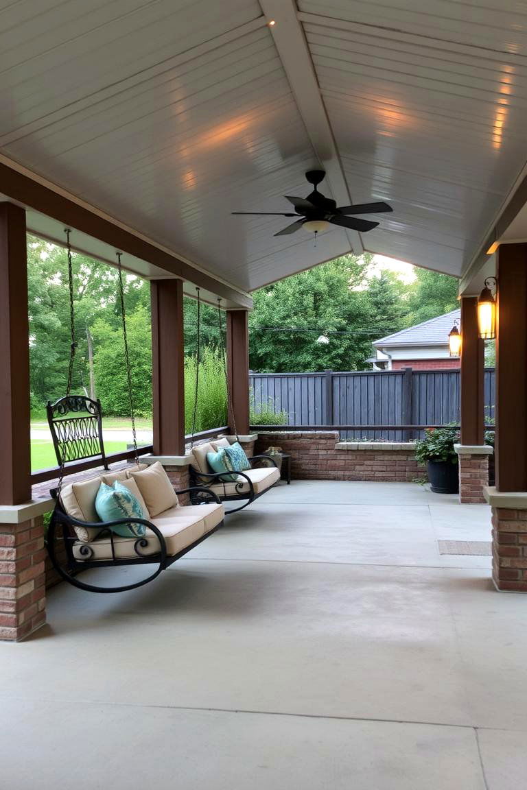Covered Patio with Swing Seating - 24 Covered Patio Ideas
