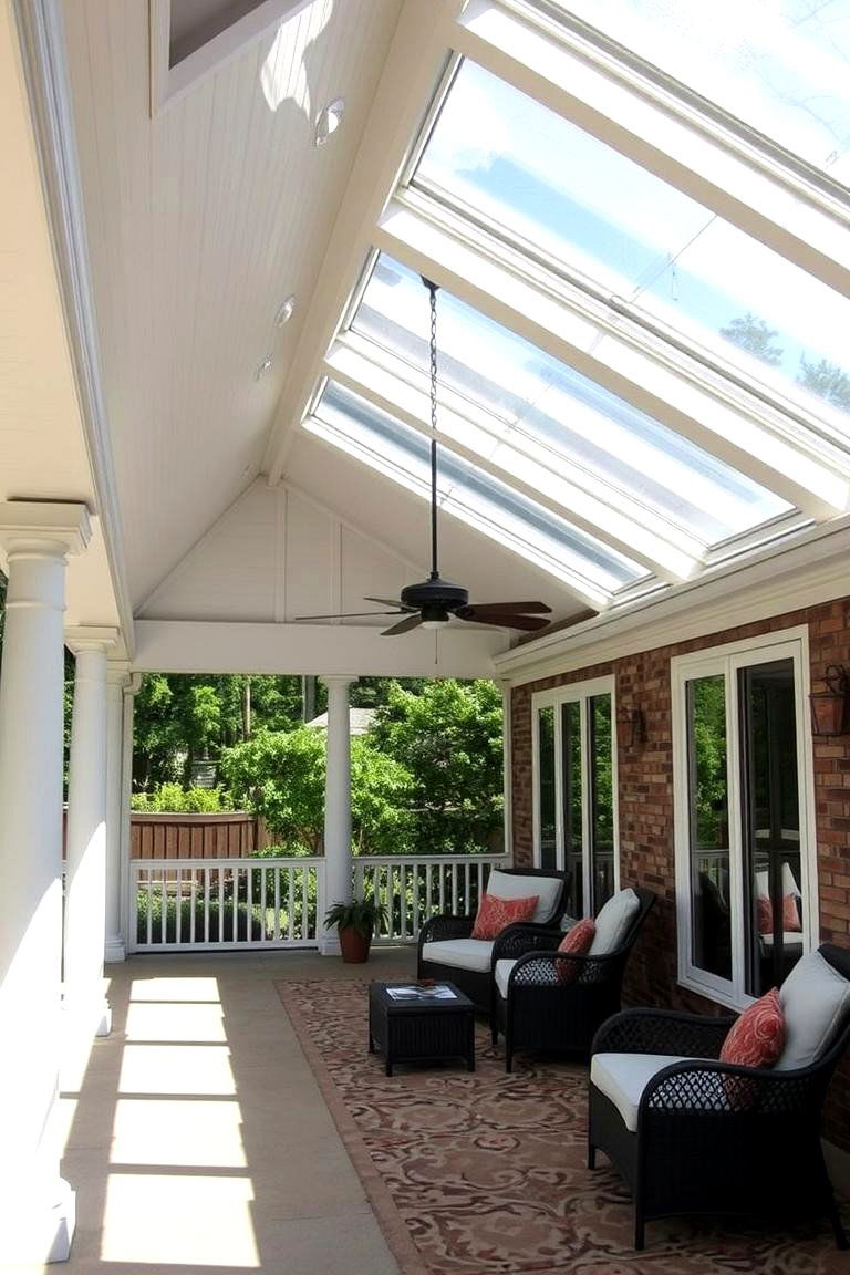 Covered Porch with Skylights - 24 Modern Front Porch Ideas
