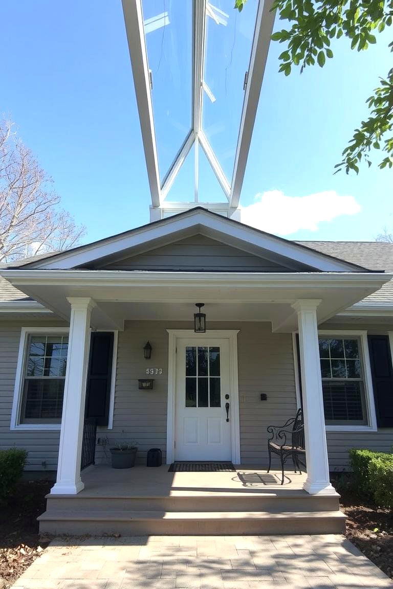 Covered Porch with a Skylight - 24 Barndominium Front Porch Ideas
