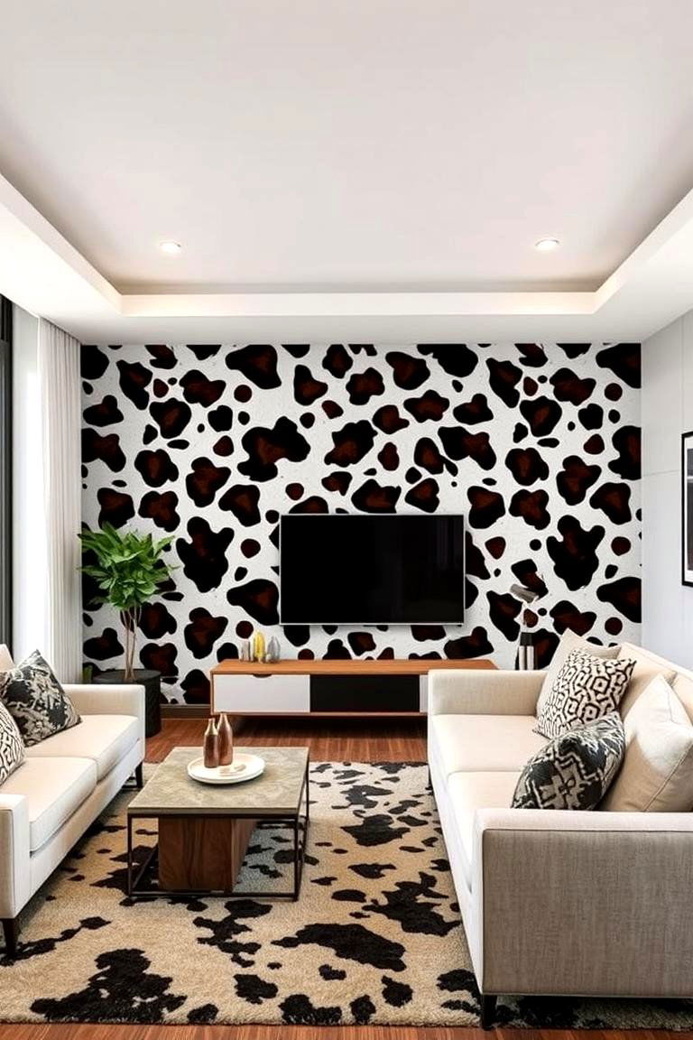 Cow Print Accent Wall - 24 Cow Print Room Decor Ideas