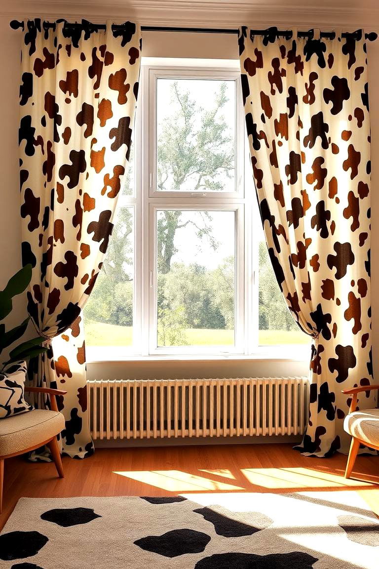 Cow Print Curtains - 24 Cow Print Room Decor Ideas
